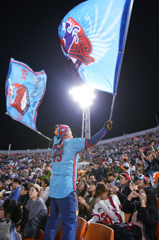 롯데자이언츠 팬들의 열정적인 응원모습